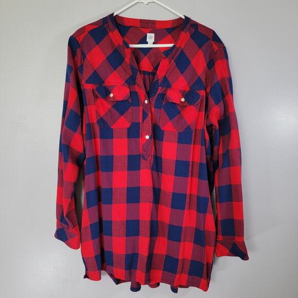 GAP Tops - Gap Flannel Plaid Tunic Top Women XL Casual Country Western Cowgirl Preppy Cozy